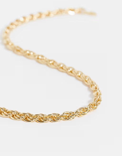 DesignB London Curve Exclusive chunky twisted necklace in gold | ASOS (Global)