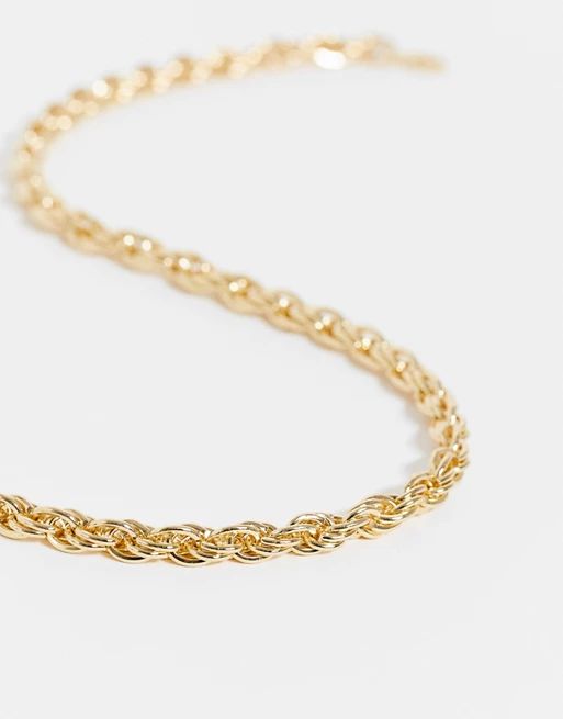 DesignB London Curve Exclusive chunky twisted necklace in gold | ASOS (Global)