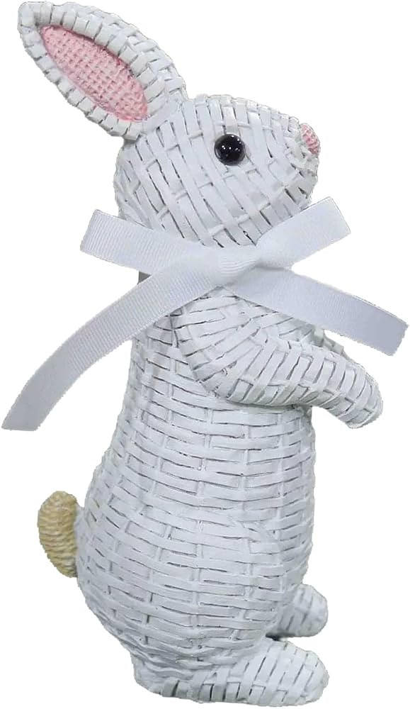 Easter Bunny Decor, Rattan Effect Resin Bunny Statue, Easter Table Decoration Spring Indoor Home ... | Amazon (US)