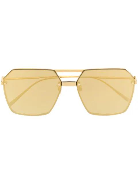 Bottega Veneta Eyewear Geometric pilot-frame Sunglasses - Farfetch | Farfetch Global