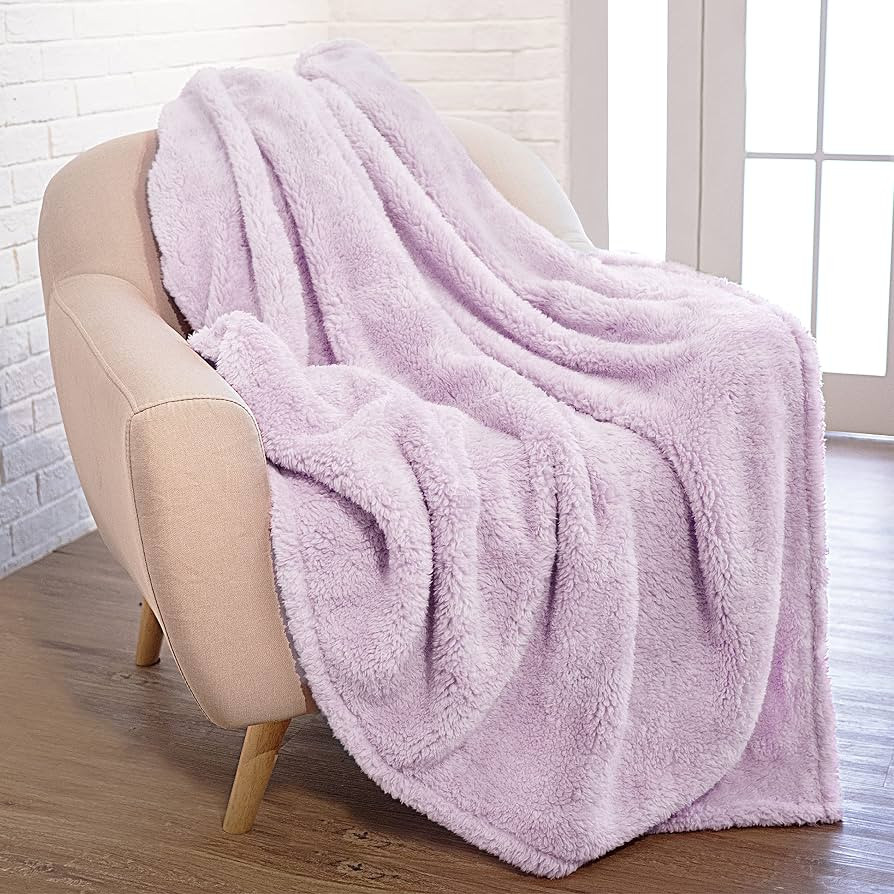 PAVILIA Light Purple Lavender Plush Throw Blanket for Couch, Sherpa Soft Cozy Blanket and Throw f... | Amazon (US)