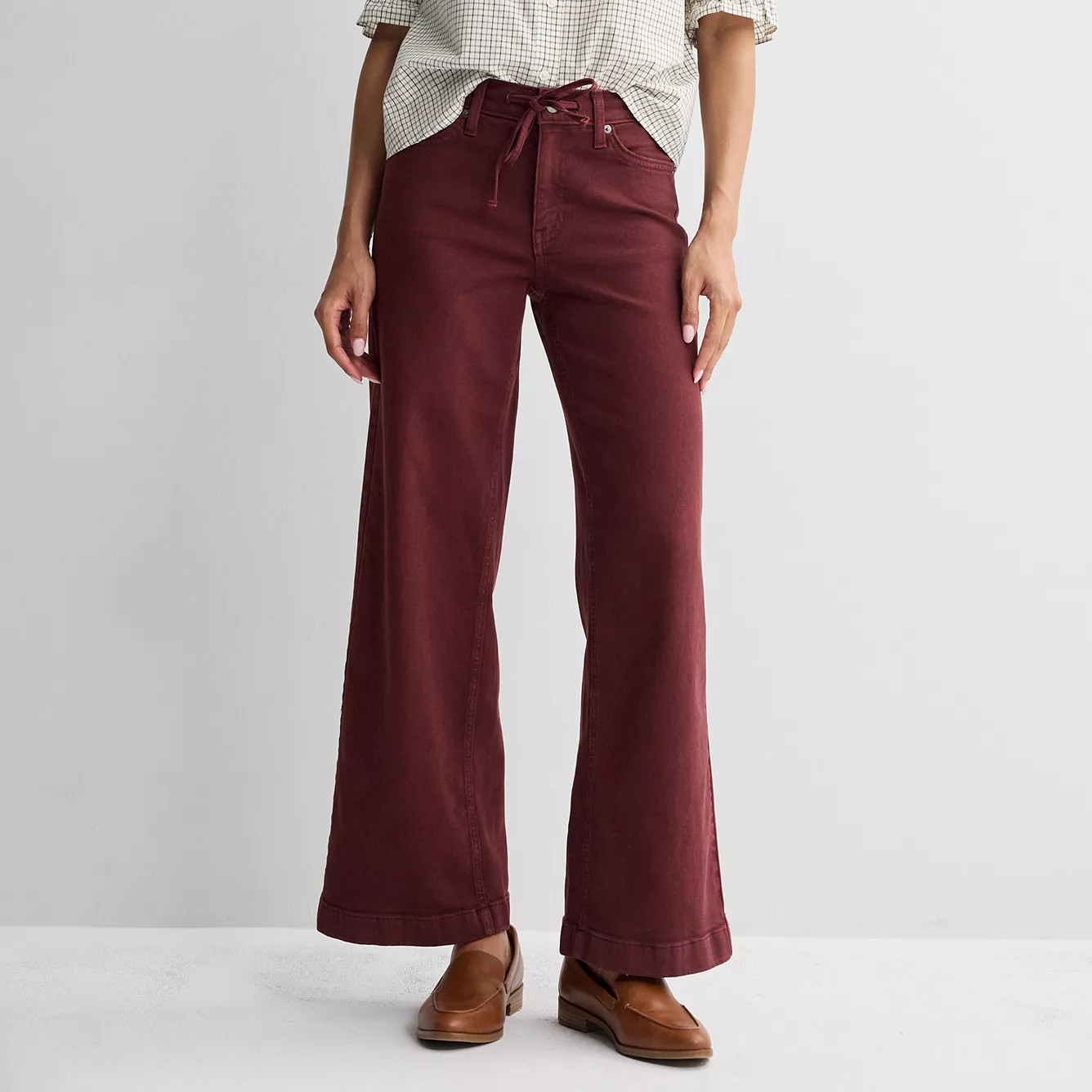 Women's Sonoma Goods For Life Relaxed Tie Waist Mid Rise Wide Leg Jean | Kohl's