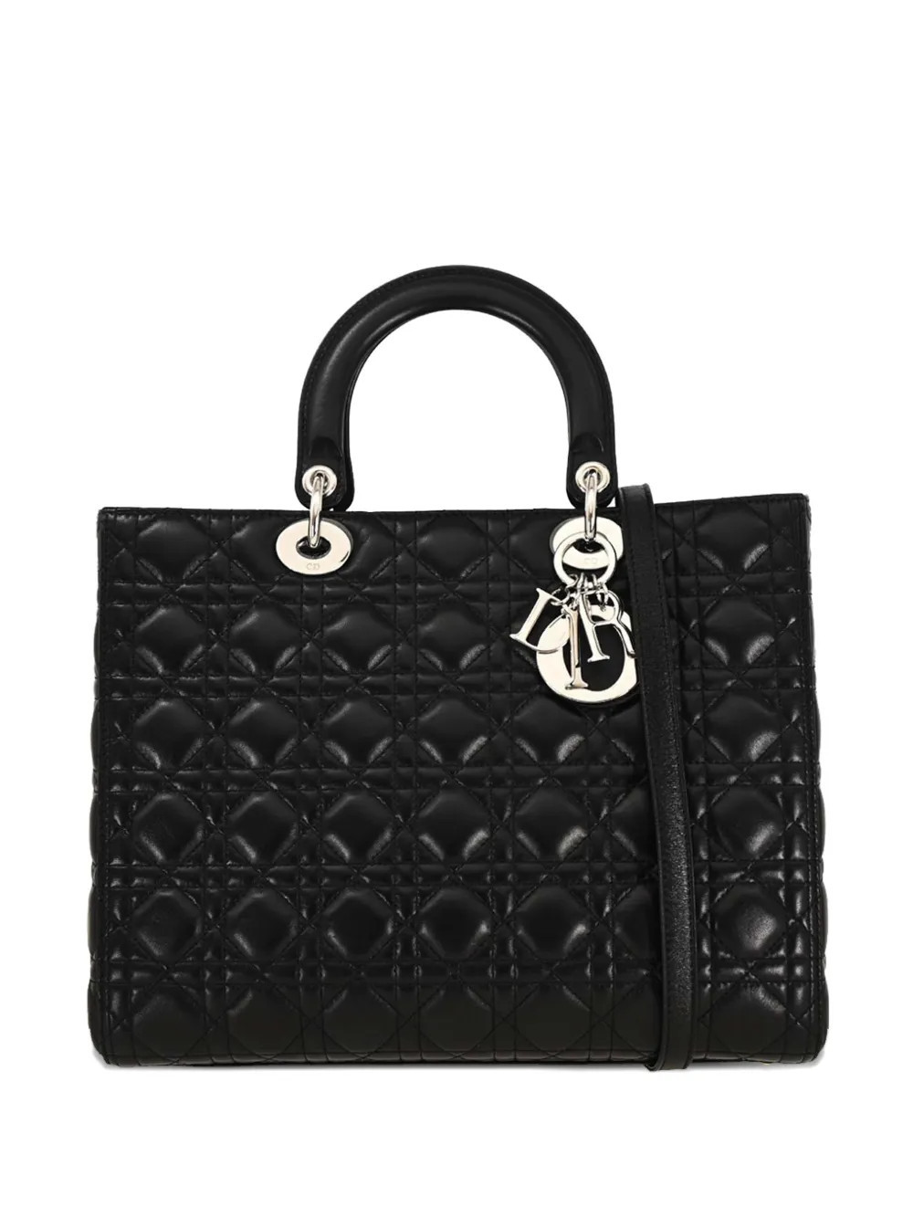 Christian Dior Pre-Owned 2002large Lady Dior Cannage tote bag - Black | Farfetch Global