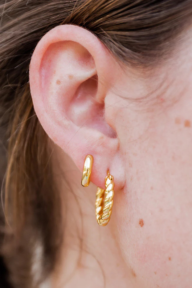 In The Sun Gold Twisted Hoop and Huggie Earring Set | Pink Lily