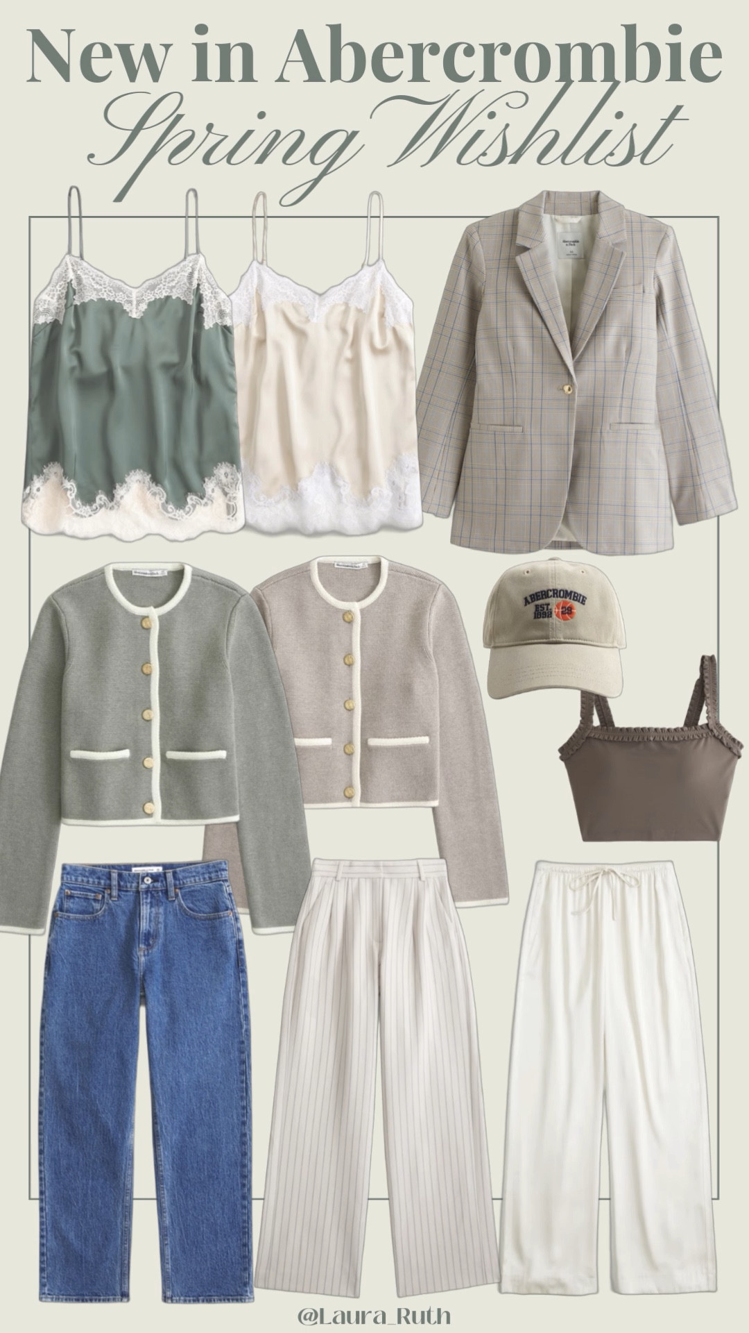 New in Abercrombie Spring Picks 🤍🌿 soft neutrals, chic layering staples, tailored plaid blazer, lace-trim camis, cosy cropped cardigans, relaxed wide-leg trousers & everyday denim essentials. @abercrombie 

#LTKOver40 #LTKSeasonal #LTKSpringSale