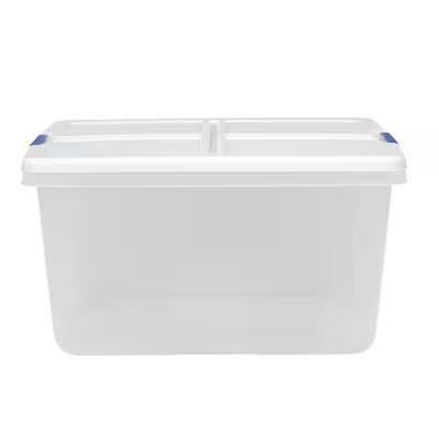 Hefty Medium 16.5-Gallons (66-Quart) Clear Base with White Lid Tote with Latching Lid | Lowe's