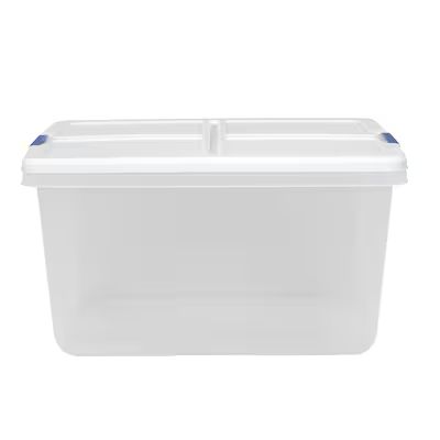 Hefty Medium 16.5-Gallons (66-Quart) Clear Base with White Lid Tote with Latching Lid | Lowe's