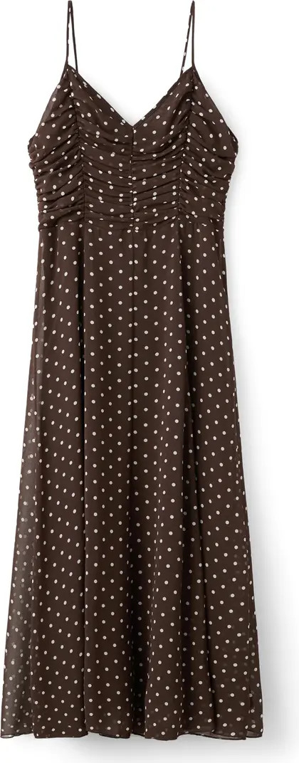 MANGO Ruched Dot Sleeveless Maxi Dress | Nordstrom | Nordstrom