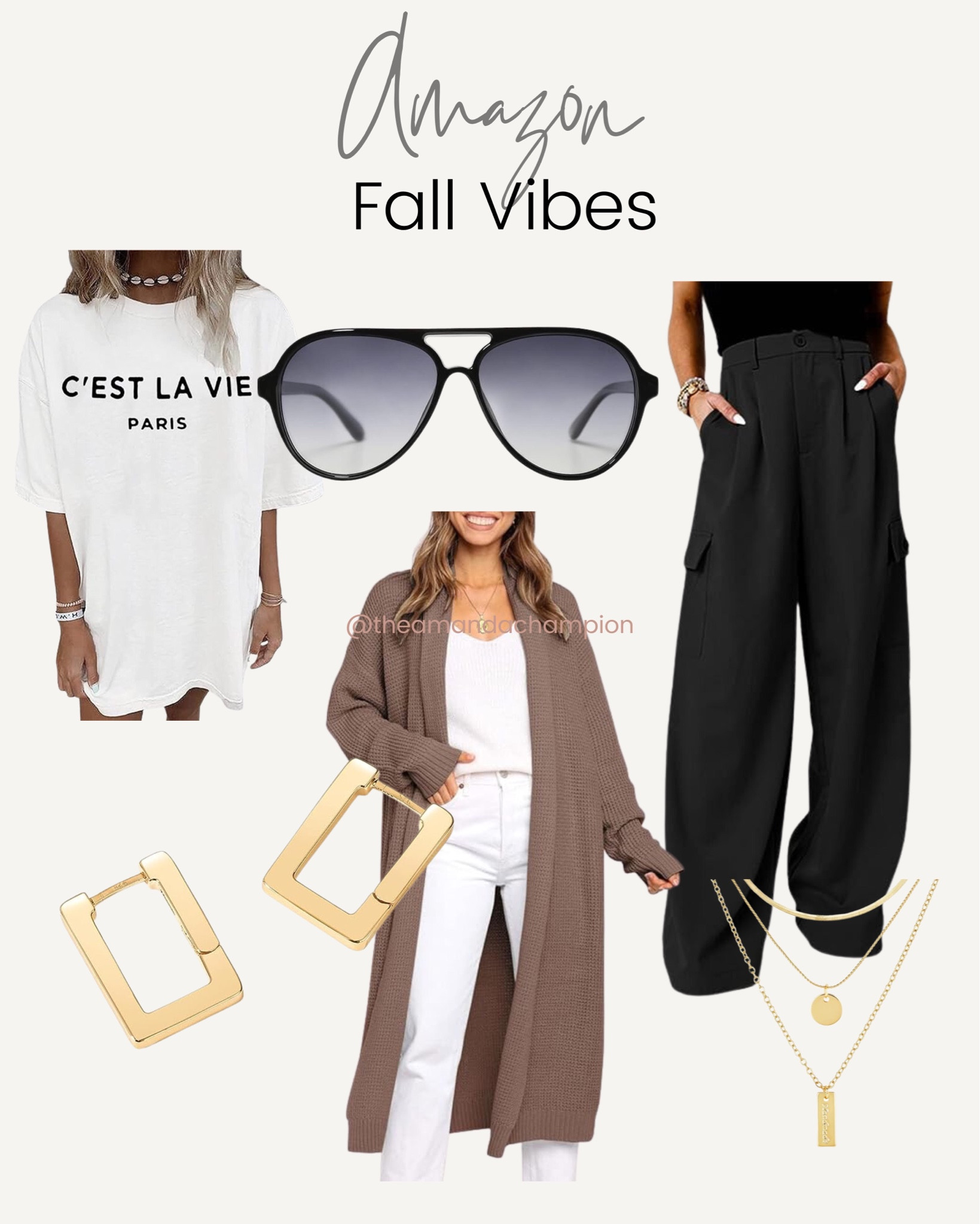 Amazon fall vibes. 

Aviators
Sunglasses
Graphic tee oversized
Women casual outfit inspo
Cargo pants
Duster sweater
Earrings layered necklace 

#LTKover40 #LTKGiftGuide #LTKSeasonal