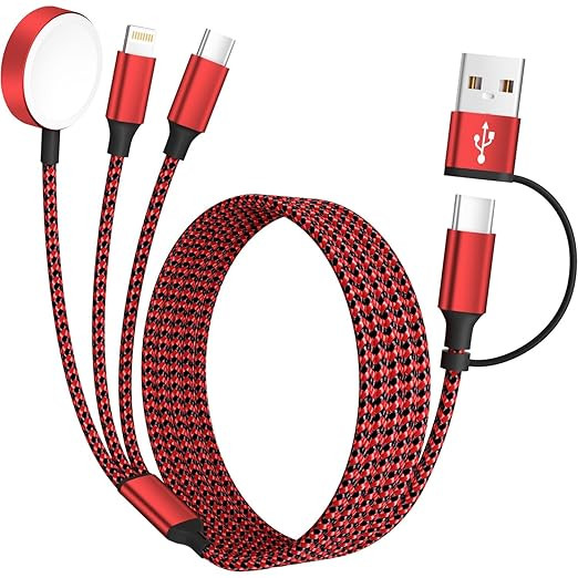 Travel Essentials 3in2 Multi Charging Cable for Apple Watch Charger,USB A/C to Type C/IP/iWatch C... | Amazon (US)