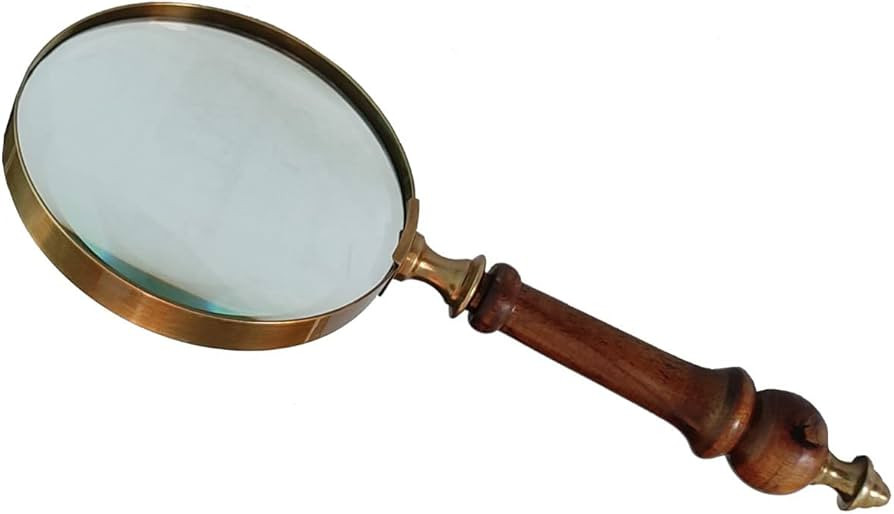 10X Handheld Magnifying Glass Lens, Antique Brass Magnifier, Fine Print Reading, Inspection, Coin... | Amazon (US)