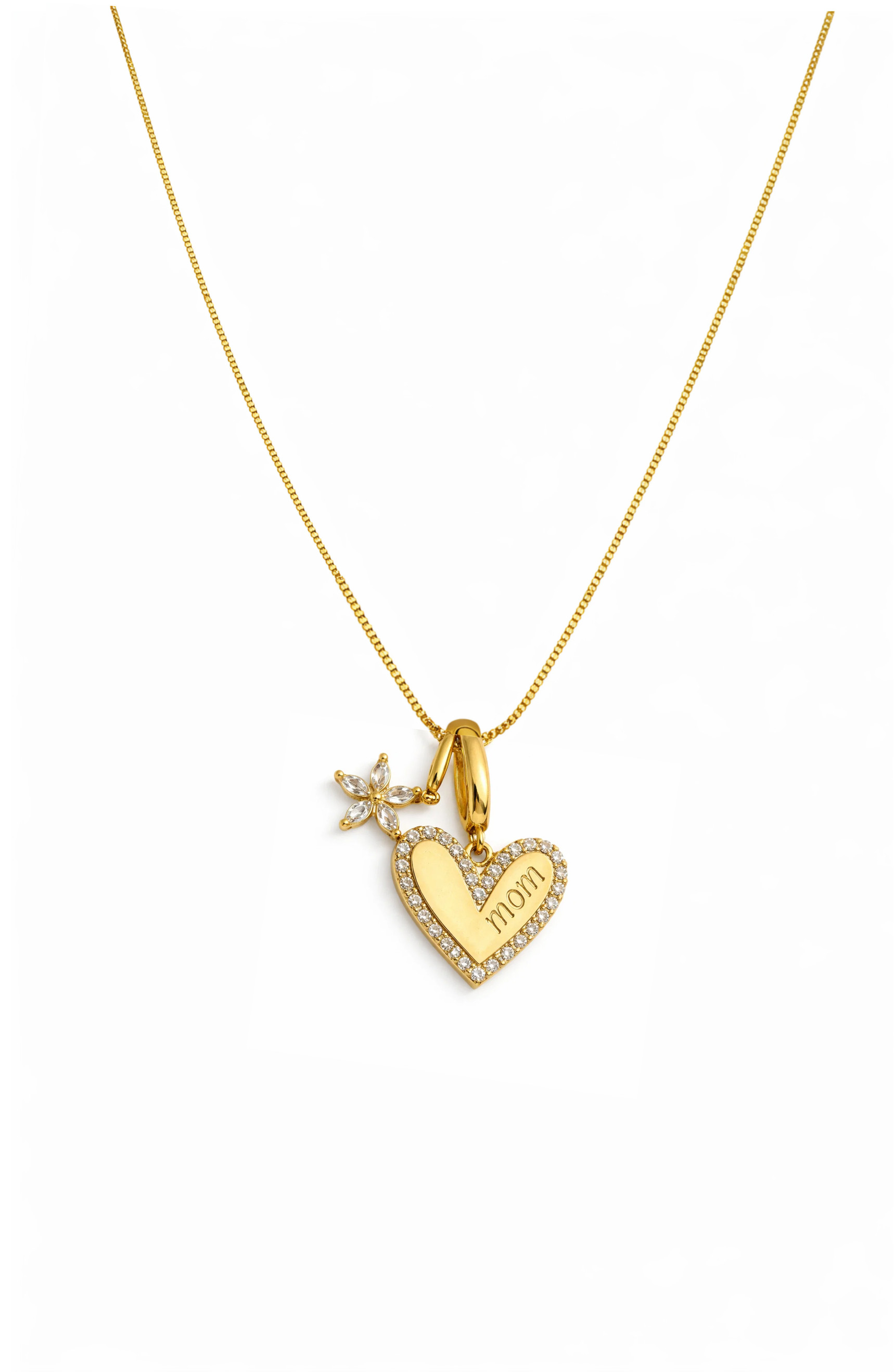 Sophia MOM Pavé Heart & Floral Charm Necklace | Nordstrom