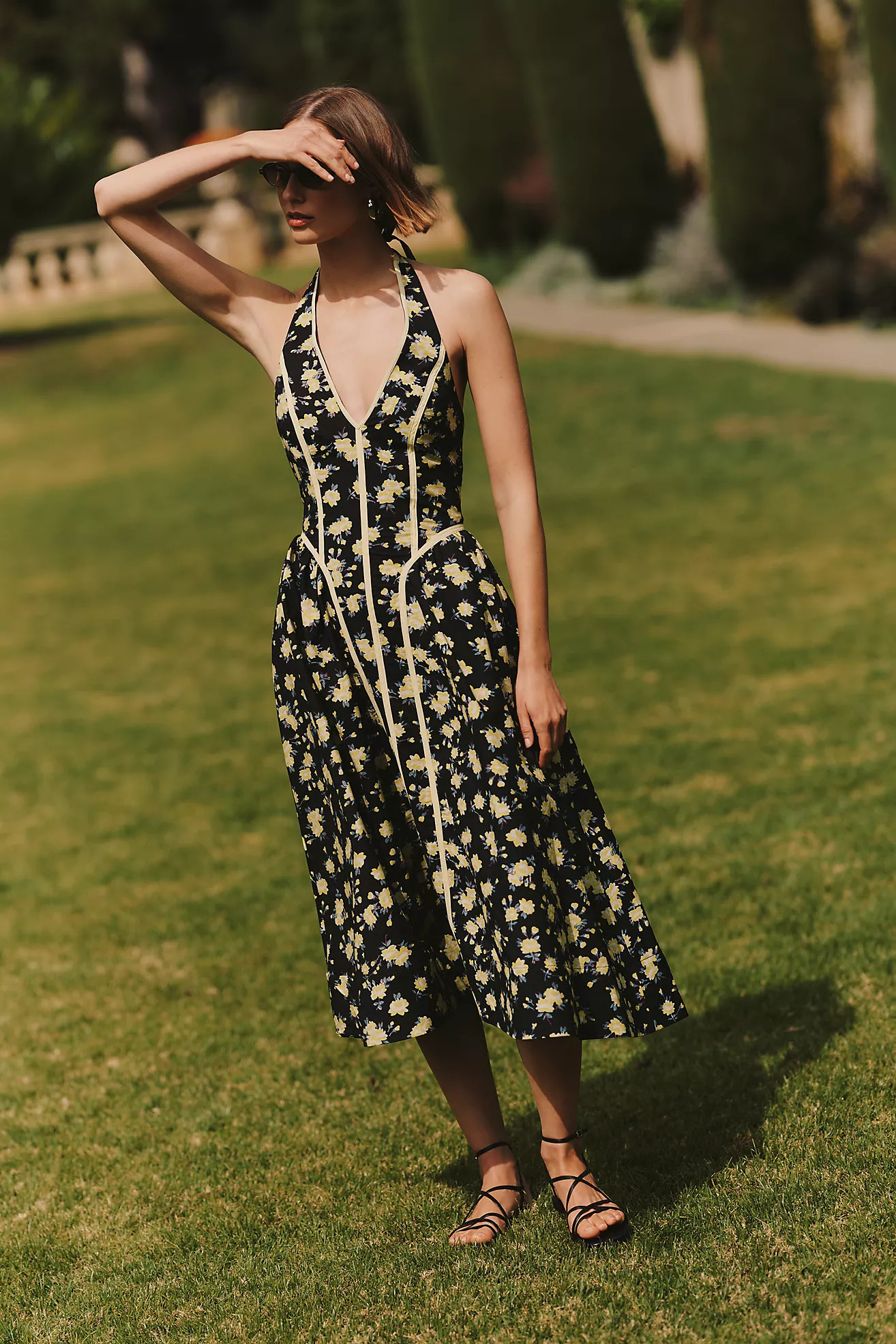 By Anthropologie Halter V-Neck Fit & Flare Midi Dress | Anthropologie (US)