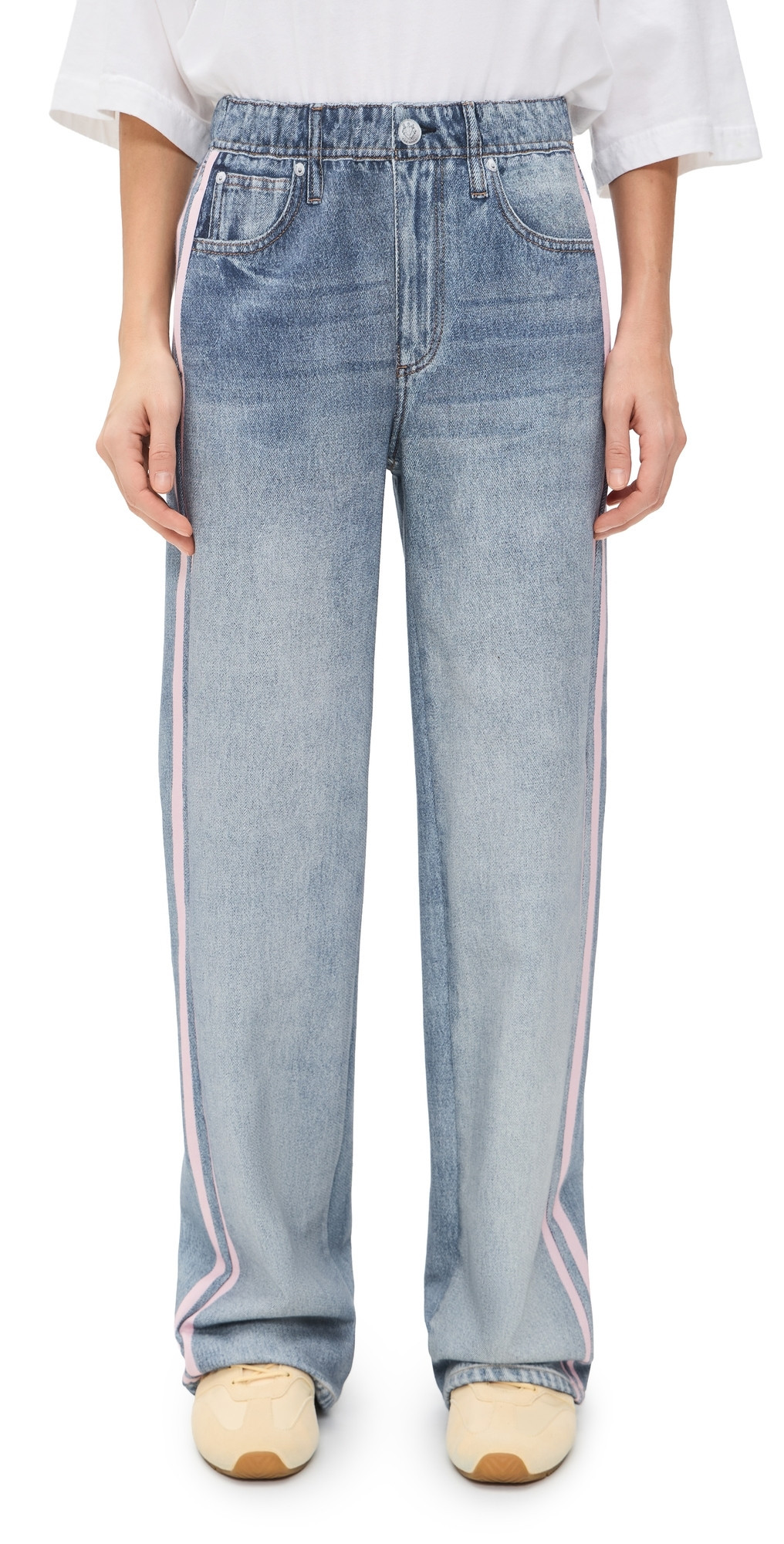 rag & bone Rb Miramar Terry Pull On Track Pants Pink Stripe S | Shopbop