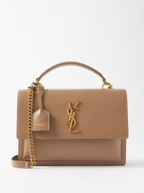 Saint Laurent - Sunset Medium Leather Shoulder Bag - Womens - Beige | Matches (US)