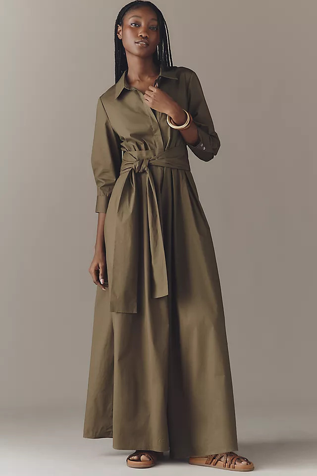Poplin Shirt Tie-Waist Jumpsuit | Anthropologie (US)
