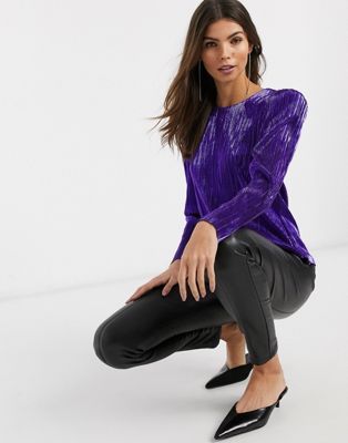 & Other Stories plisse puff sleeve top in purple | ASOS (Global)