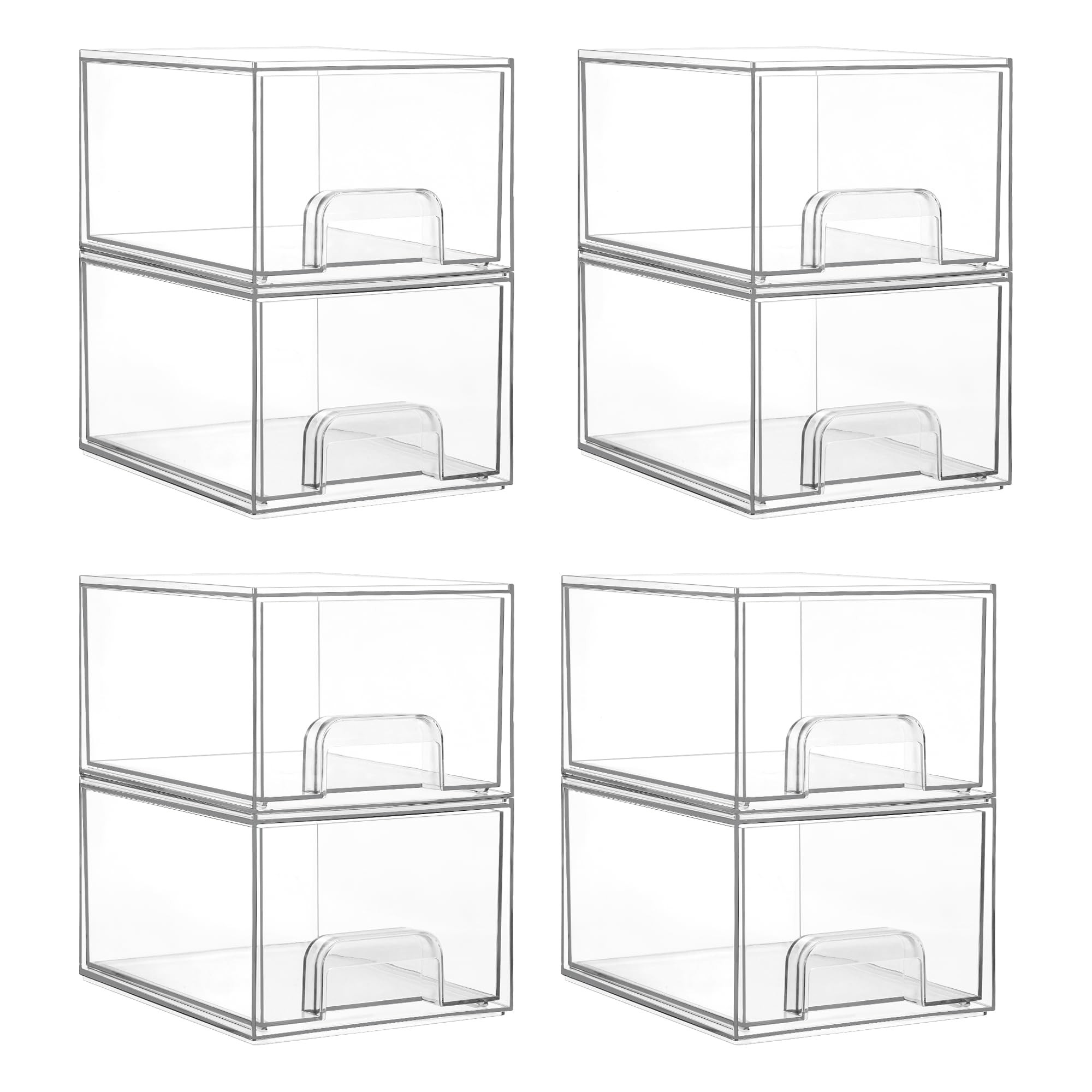 Vtopmart 8 Pack Small Clear Stackable Storage Drawers,Acrylic Bathroom Makeup Organizer,Plastic S... | Amazon (US)