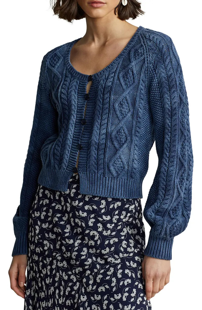 Polo Ralph Lauren Tie Dye Cotton Cable Cardigan | Nordstrom | Nordstrom
