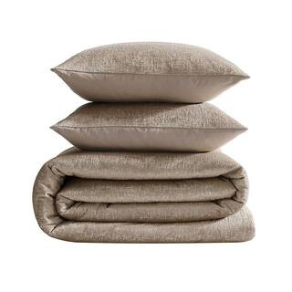 KENNETH COLE NEW YORK Banks 3-Piece Mink Brown Velvet Full/Queen Comforter Set USHSA51303482 - Th... | The Home Depot