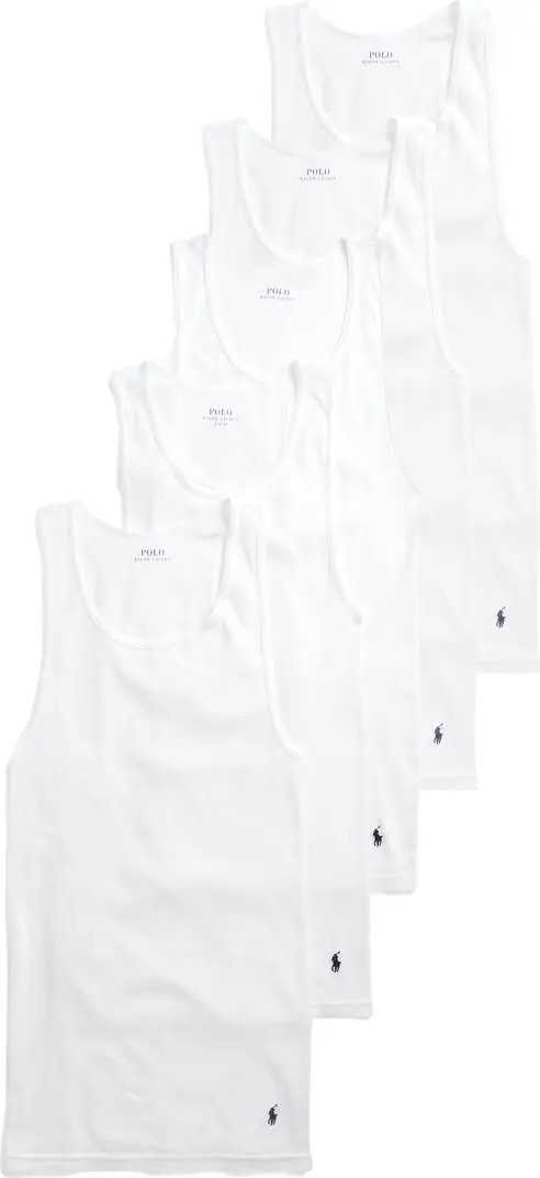 5-Pack Classic Logo Embroidered Cotton Rib Tanks | Nordstrom