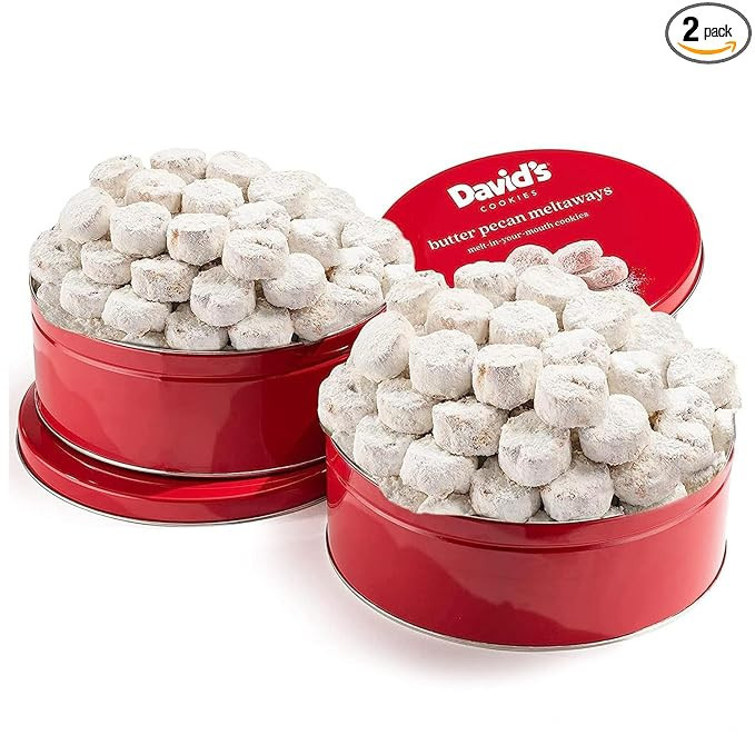 David's Cookies Gourmet Butter Pecan Meltaway Round Tin with Crunchy Pecans and Powdered Sugar, A... | Amazon (US)