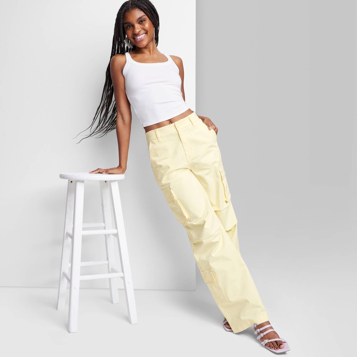 Women's High-Rise Cargo Utility Pants - Wild Fable™ Light Yellow M | Target