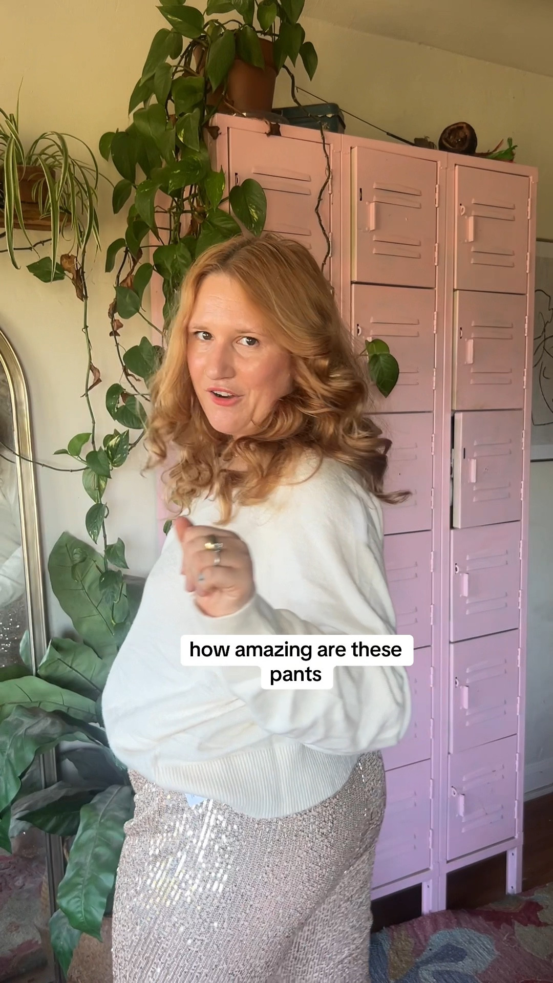 sequin sparkle pants from Old Navy! on sale right now, too! wear this white sequin pants to holiday parties, New year eve and other festive events! #oldnavy #sequin #pants #abba #nye #nye2024 #party #partyoutfit #whitesequin #size14 #curvy #midsize 

 #LTKHoliday #LTKSeasonal #LTKMidsize