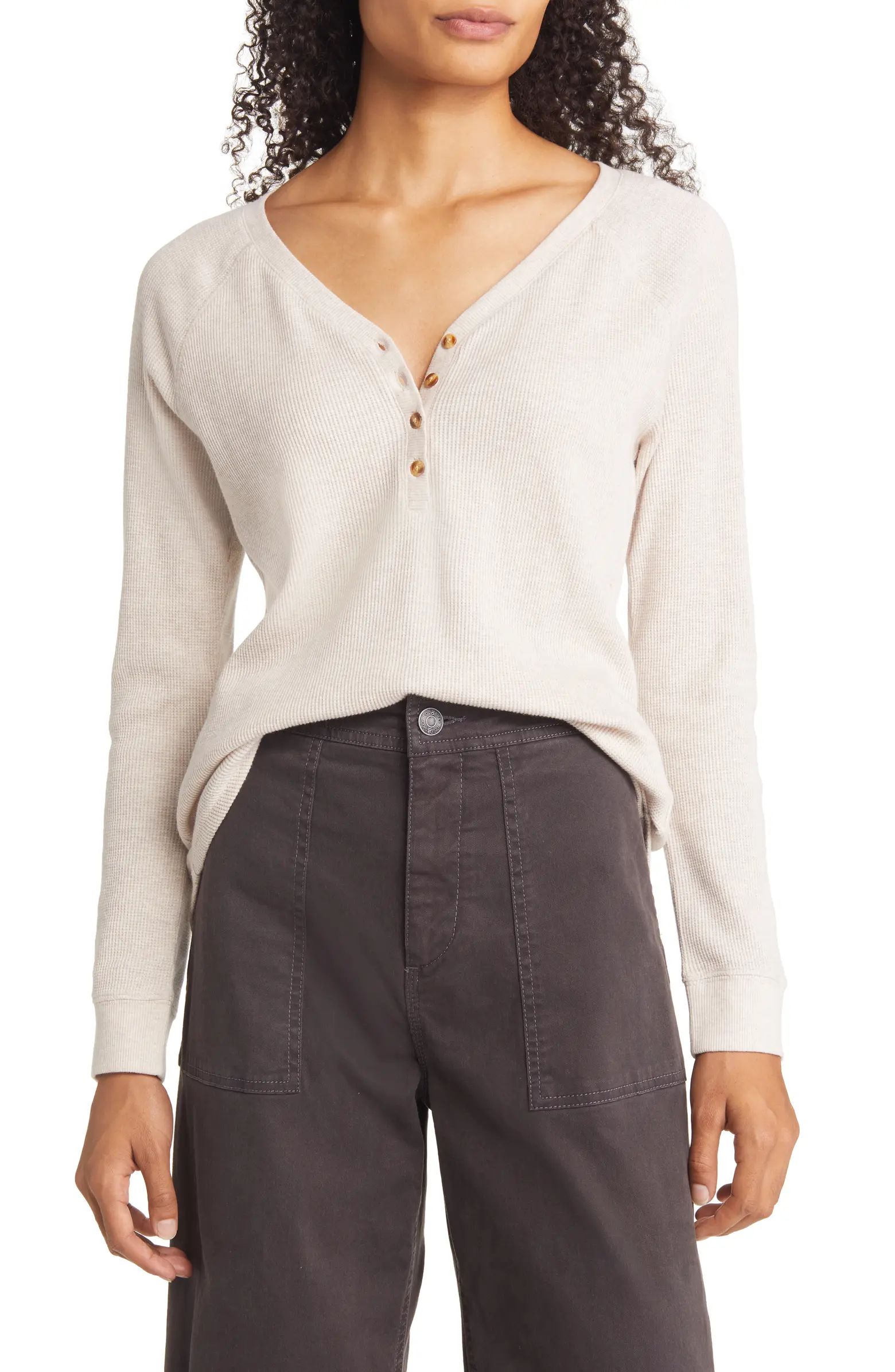 Waffle Knit Organic Cotton Blend Henley Top | Nordstrom