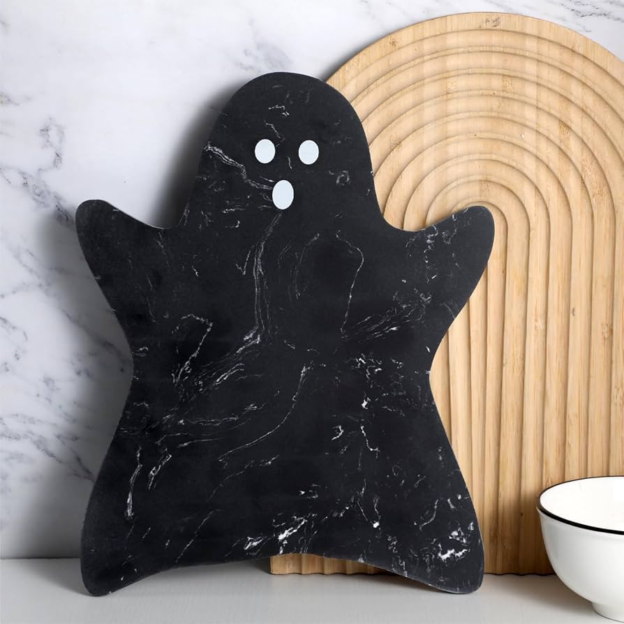 Reallnaive Halloween Black Ghost Marble Cheese Board, 11.8 x 9.8 Inch Black Marble Charcuterie Bo... | Amazon (US)