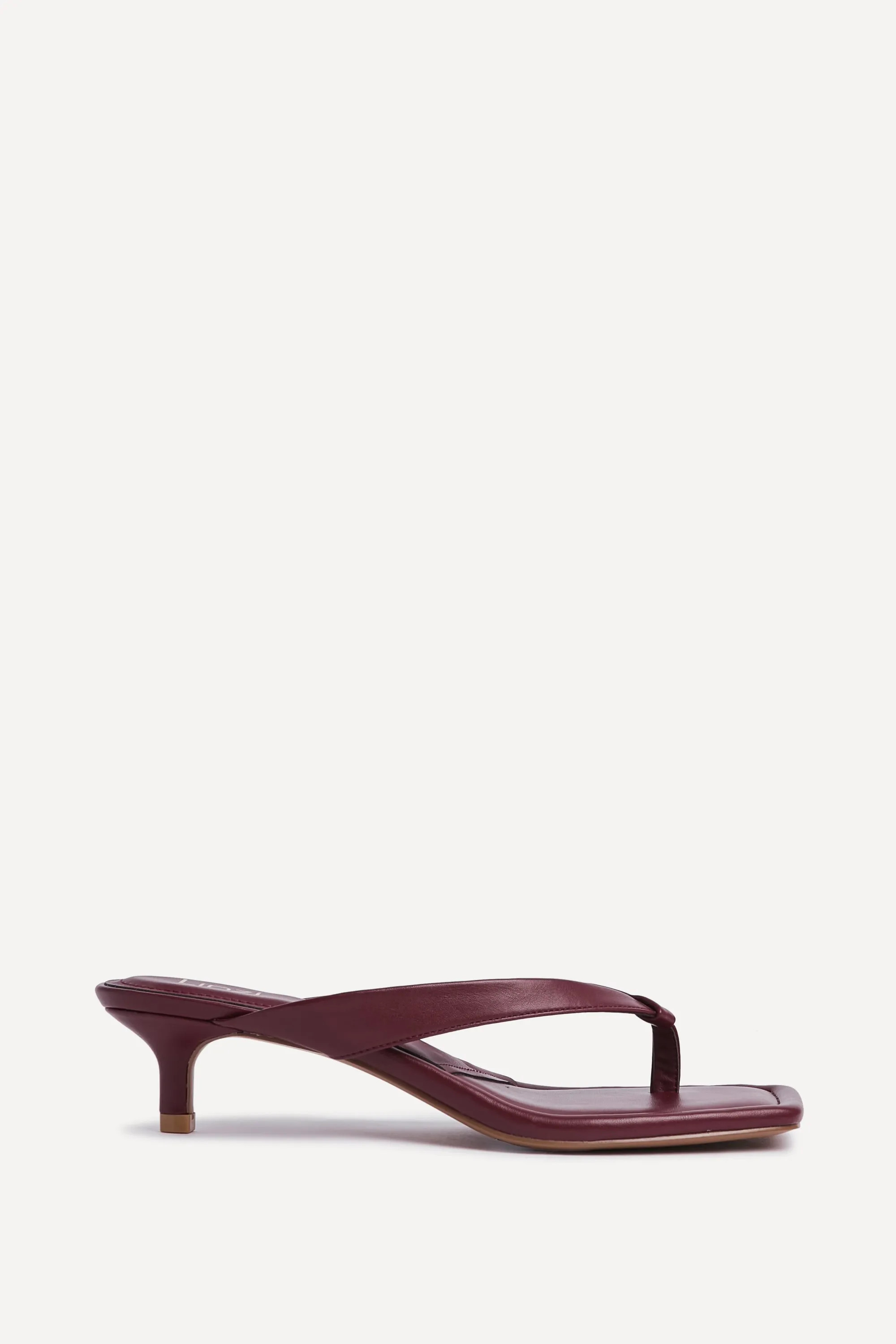 Burgundy Linzi Faux Leather Toe Post Kitten Heel | Boohoo | Boohoo.com (UK & IE)