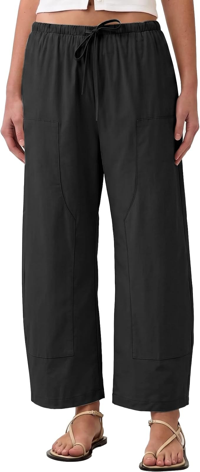 Duyang Women's Barrel Pants Elastic Waistband Tapered Leg Ankle Pants Casual Lounge Trousers with... | Amazon (US)