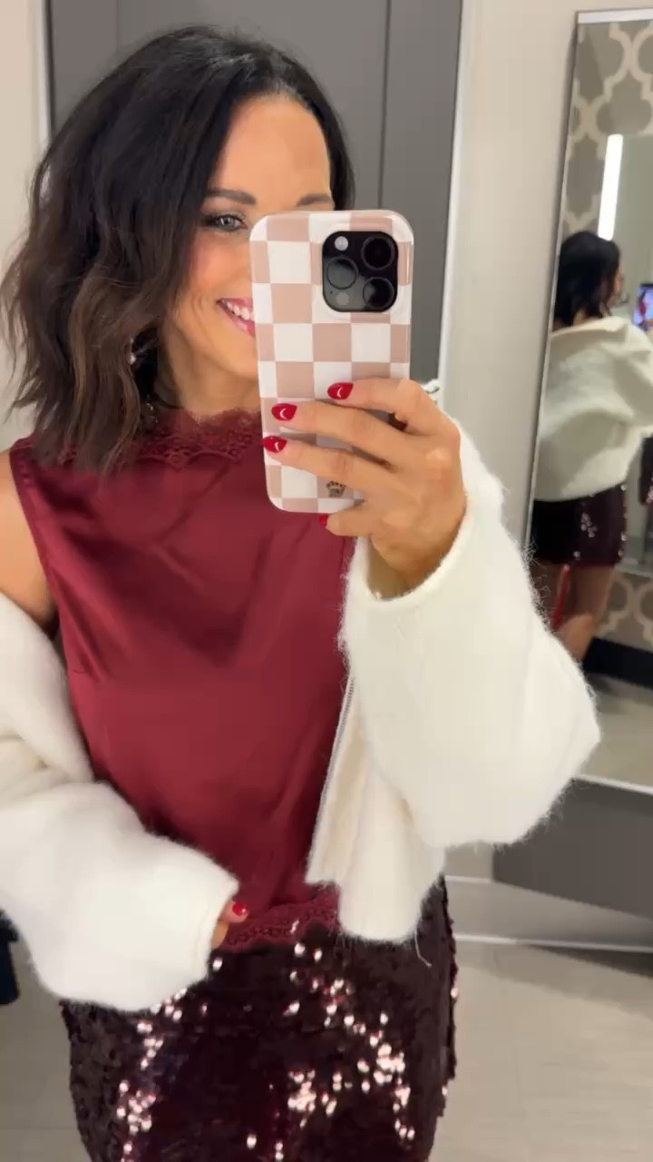 The cutest Christmas party outfit all from Target! This satin top with lace trim is so good yall! I paired it with a sequins wild fable skirt and it’s just too good!! Would be cute with tights under and some boots! Aprilwilks VintagePickin target fashion finds women’s Christmas party outfit ideas women’s news years eve party outfit ideas winter fashion finds holiday party outfit ideas women’s target clothing 

#LTKFindsUnder50 #LTKHoliday #LTKSeasonal