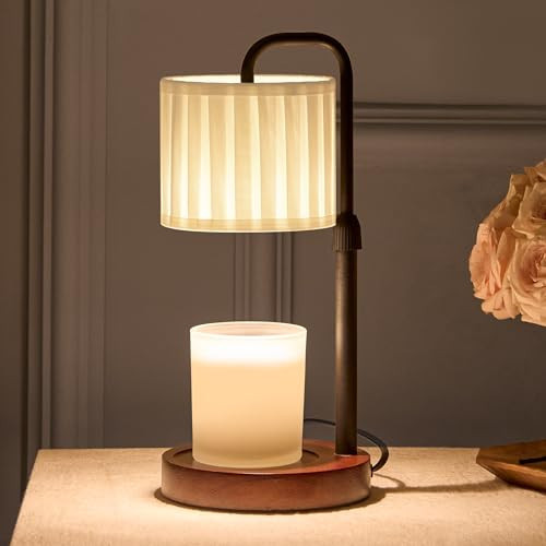 keysays Candle Warmer Lamp with Timer, Dimmable Wax Warmer Candle Lamp for Jar Candle with 2 Bulbs, Christmas Birthday Gifts for Women Mom, Cozy Home Decor for Room, Bedroom, Kitchen-Pleated Fabric | Amazon (US)