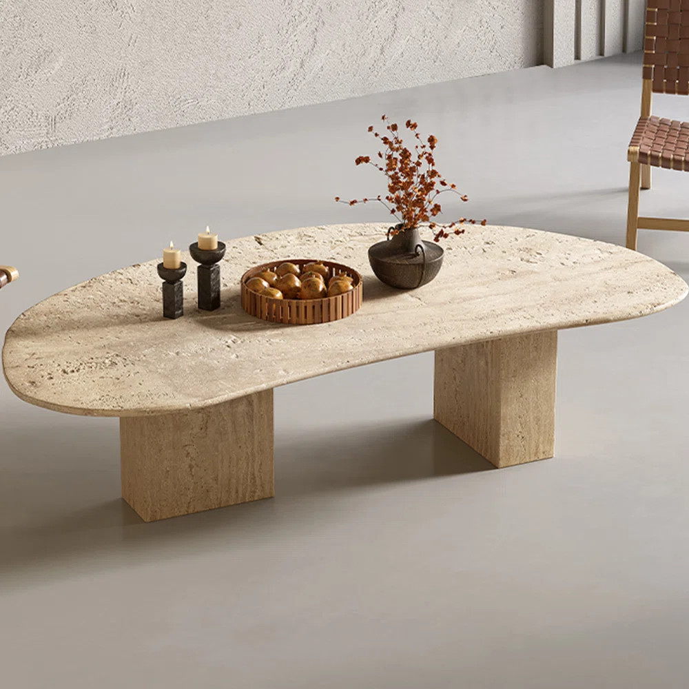 Creature B Comforts Natural cave stone cream style coffee table | Wayfair | Wayfair North America