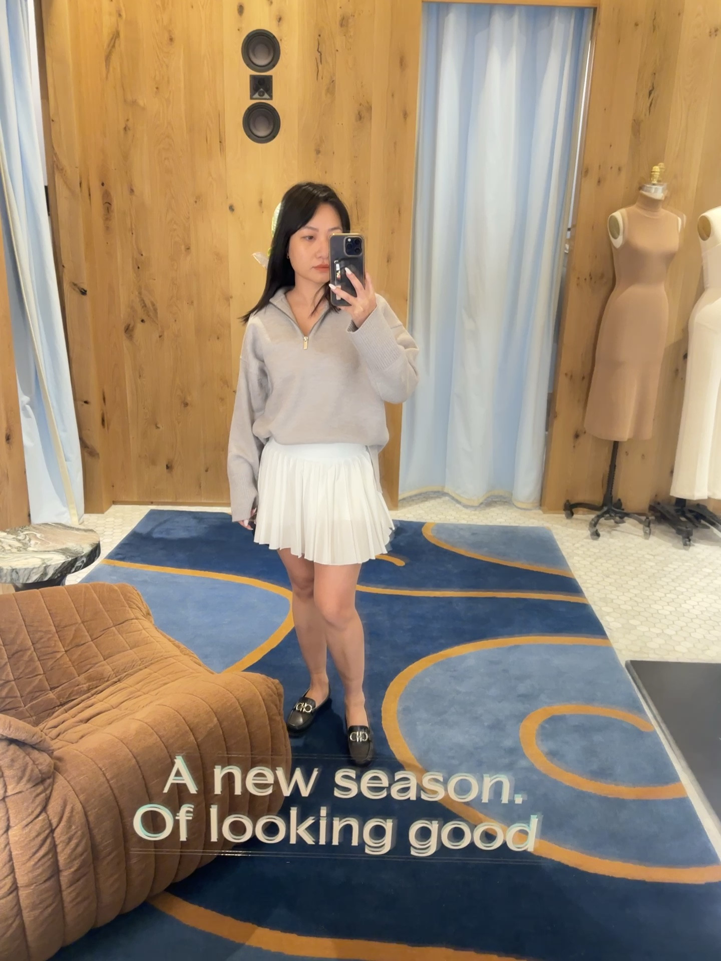 Fall outfits - Aritzia Babaton Grey sweater paired with pleated tennis skirt #petite #knitsweater 

#LTKSeasonal #LTKstyletip