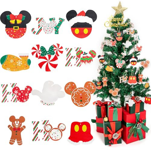 24pcs Christmas Tree Ornaments Set - Festive Wooden Mouse Christmas Decorations, Perfect Hanging Ornaments for Holiday Tree, Party, and Kids, Bulk Assorted Designs for a Charming Christmas Display | Amazon (US)