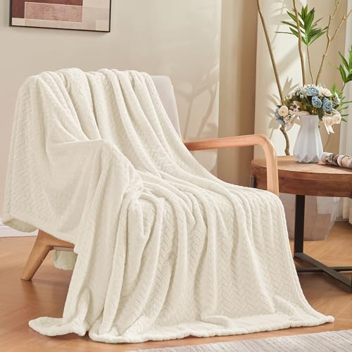 inhand Fleece Twin Blanket for Bed Cream White Throw Blanket for Couch Super Soft Cozy Warm Blankets and Throws Lightweight Fuzzy Large Blanket for Sofa Bed Office,50x60 inches | Amazon (US)