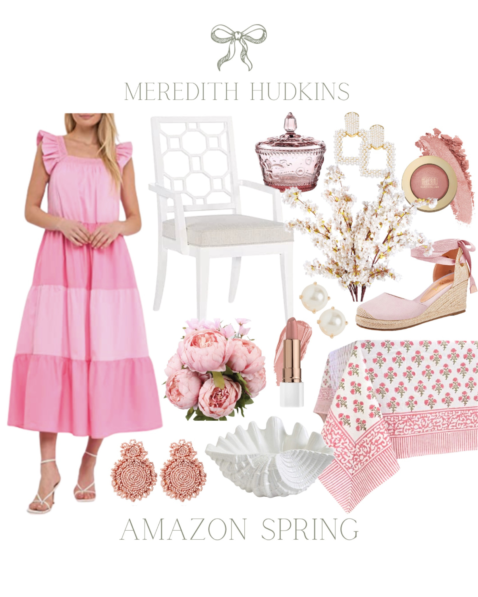 Amazon fashion, spring fashion, summer fashion, spring dress, Easter dress, pink dress, platform sandals, decorative accessories, English factory ruffle midi dress, pearl earrings, beaded earrings, lattice arm chair, dining chair, lipstick, blush, faux florals, color block table cloth, Dining room, kitchen, hosting, spring decor, Amazon home, clam shell bowl, coastal home, preppy, closet, timeless, grand millennial

#LTKsalealert #LTKSeasonal #LTKhome