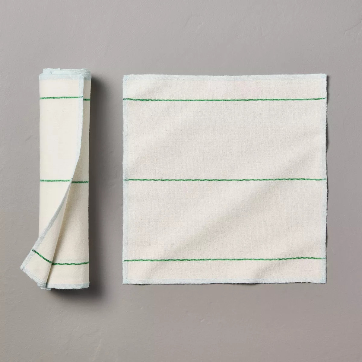 6pk Checkered Stripe Reusable Cloth Towels Light Blue/Cream/Green - Hearth & Hand™ with Magnoli... | Target