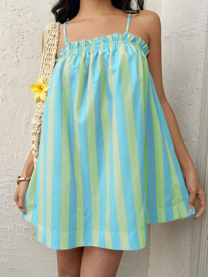 Sunnyshic Women's Colorful Striped Casual Cami Dress For Spring/Summer Daily Wear, Versatile | SHEIN