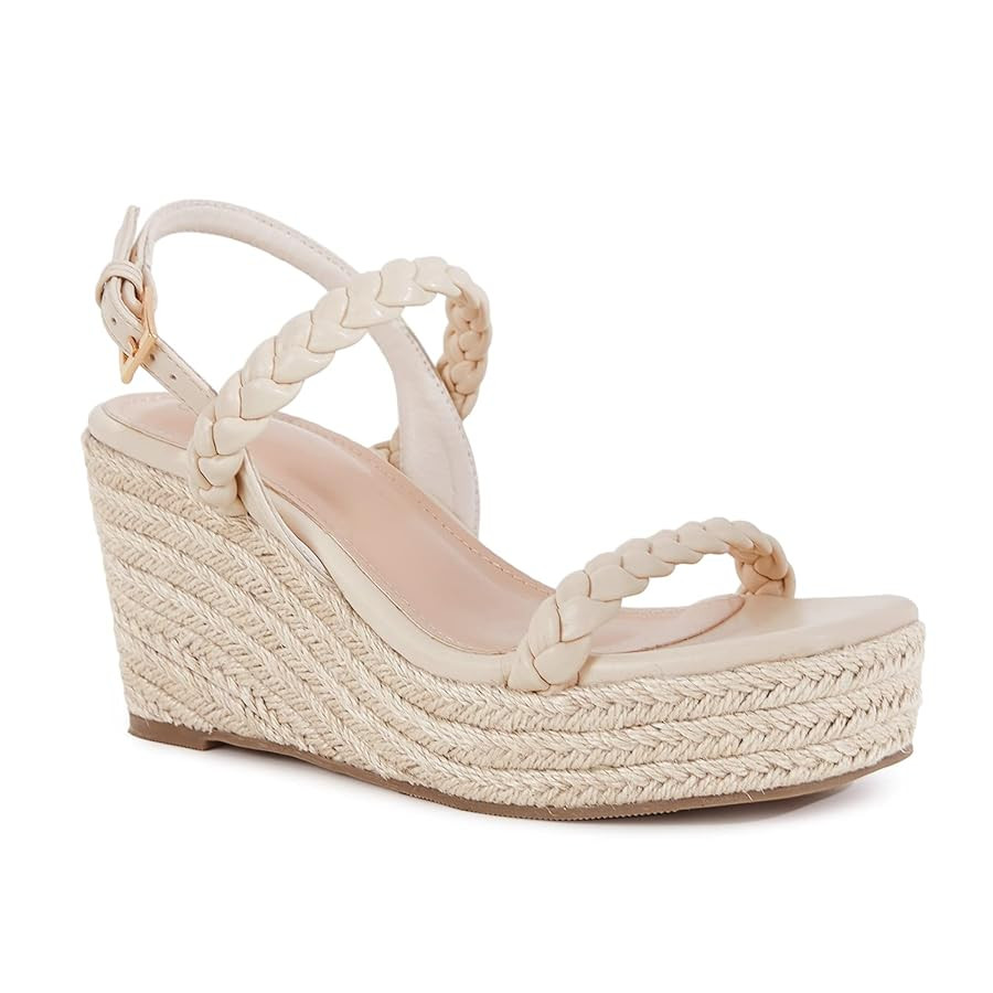 Trish Lucia Womens Espadrille Wedge Sandals Platform Braided Open Toe High Heel Ankle Strap Buckl... | Amazon (US)