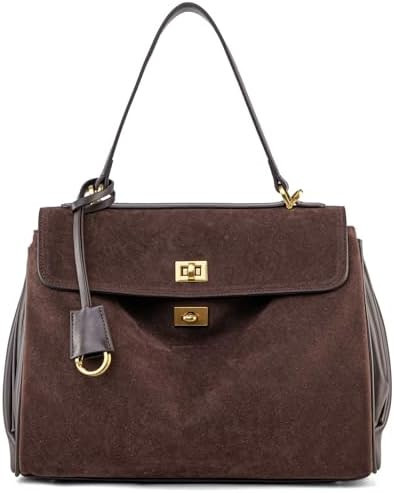 Suede & Leather Tote Bag for Women,Soft Leather Shoulder Handbags for Ladies,Satchel Purse for Tr... | Amazon (US)