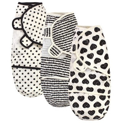 Touched by Nature Baby Organic Cotton Swaddle Wraps Set, Black Heart 3-Pack, 0-3 Months | Target