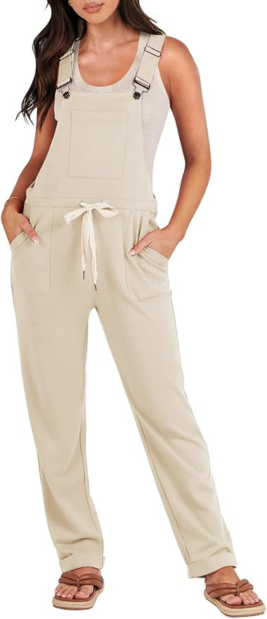 ANRABESS Women's Overalls Jumpsuit Casual Sleeveless Adjustable Tie Straps Drawstring Jumpers Out... | Amazon (US)