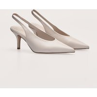 Cream PU High Vamp Mid Heel Sling Back Courts | PrettyLittleThing UK