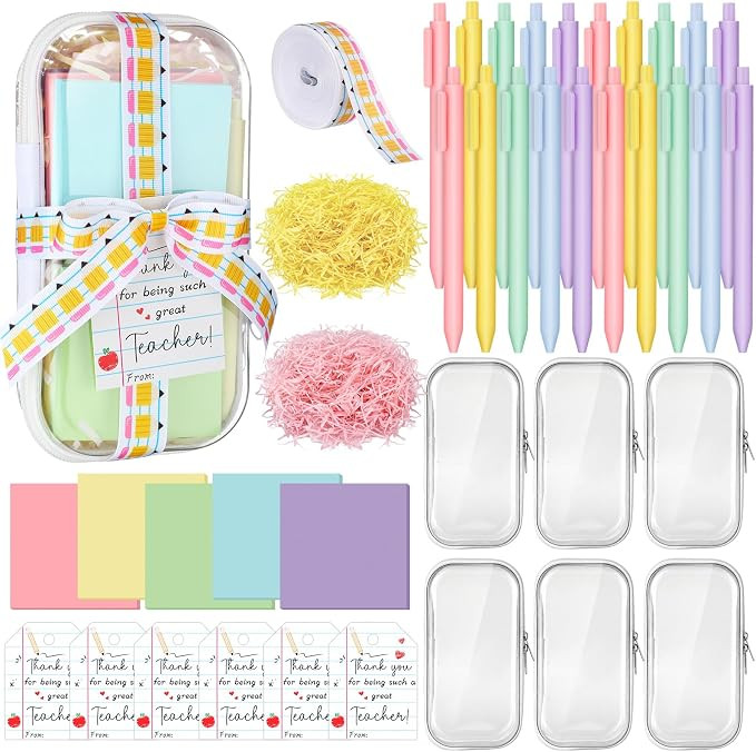 Motiskyy 6 Sets/75 Pcs Back to School Teacher Gifts Idea Kit Hard Case Zipper Pouch Ballpoint Pen... | Amazon (US)