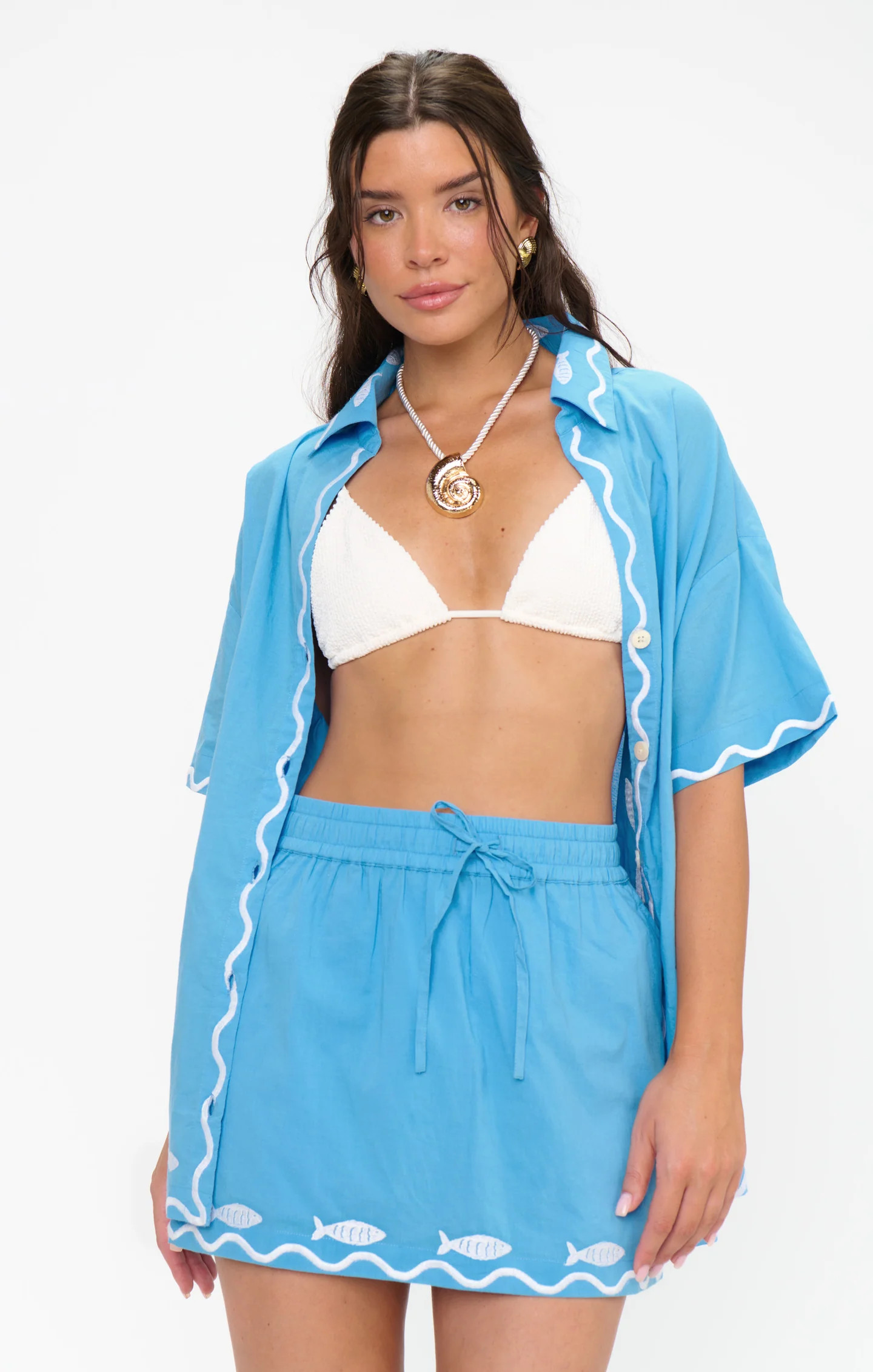 Bay Street Skirt ~ Blue Fish Embroidery | Show Me Your Mumu