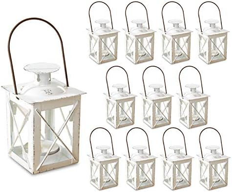 Kate Aspen Decorative Lanterns - Set of 12 - Luminous Distressed Metal Lantern Candle Holders for... | Amazon (US)