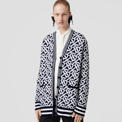 Monogram Wool Blend Jacquard Oversized Cardigan | Burberry (US)